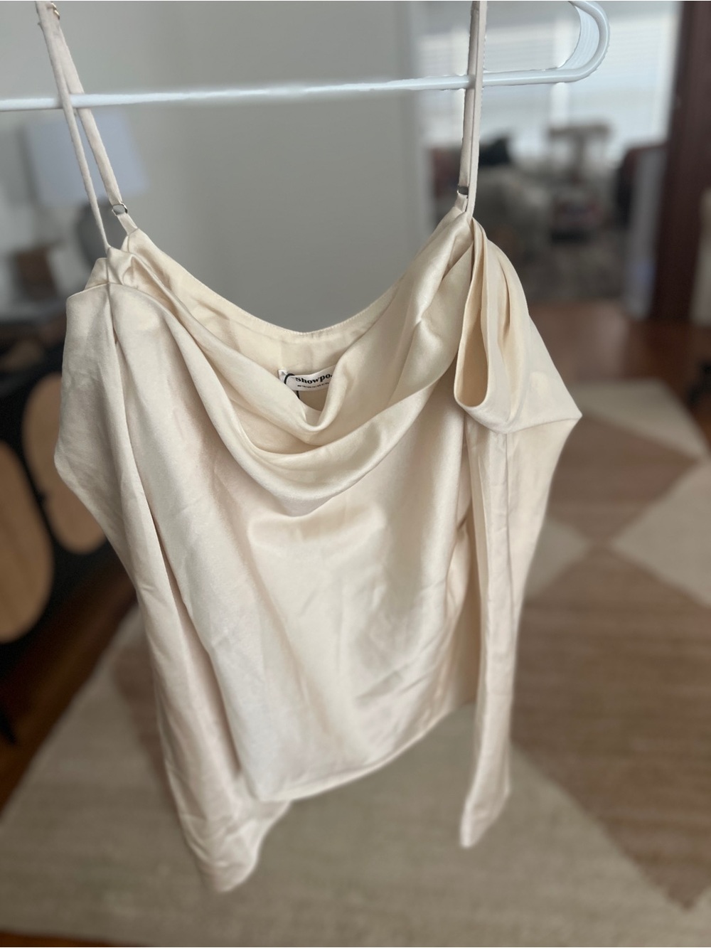 Showpo Cream Satin Cowl Neck Cami